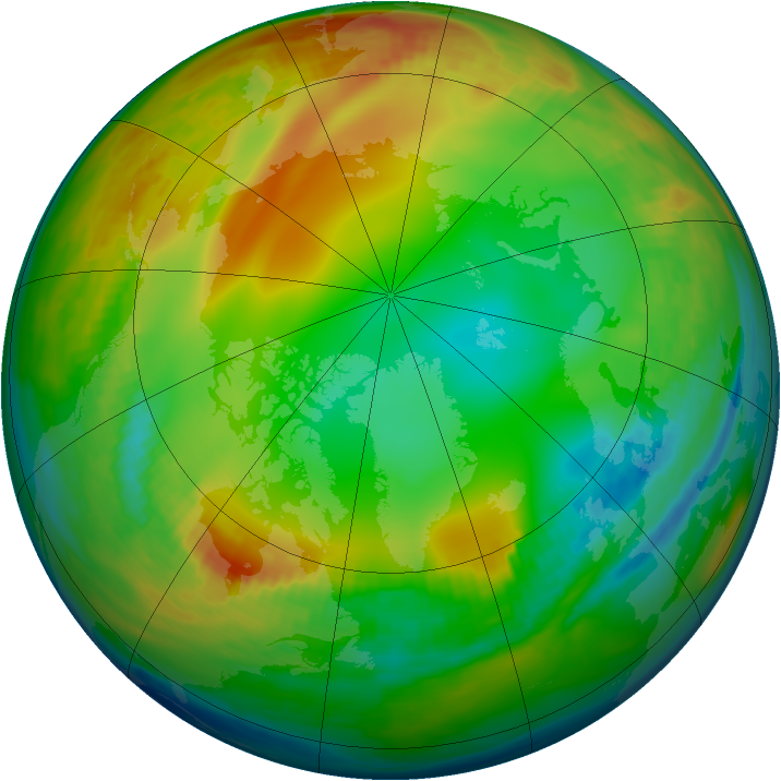 Arctic ozone map for 29 December 1983